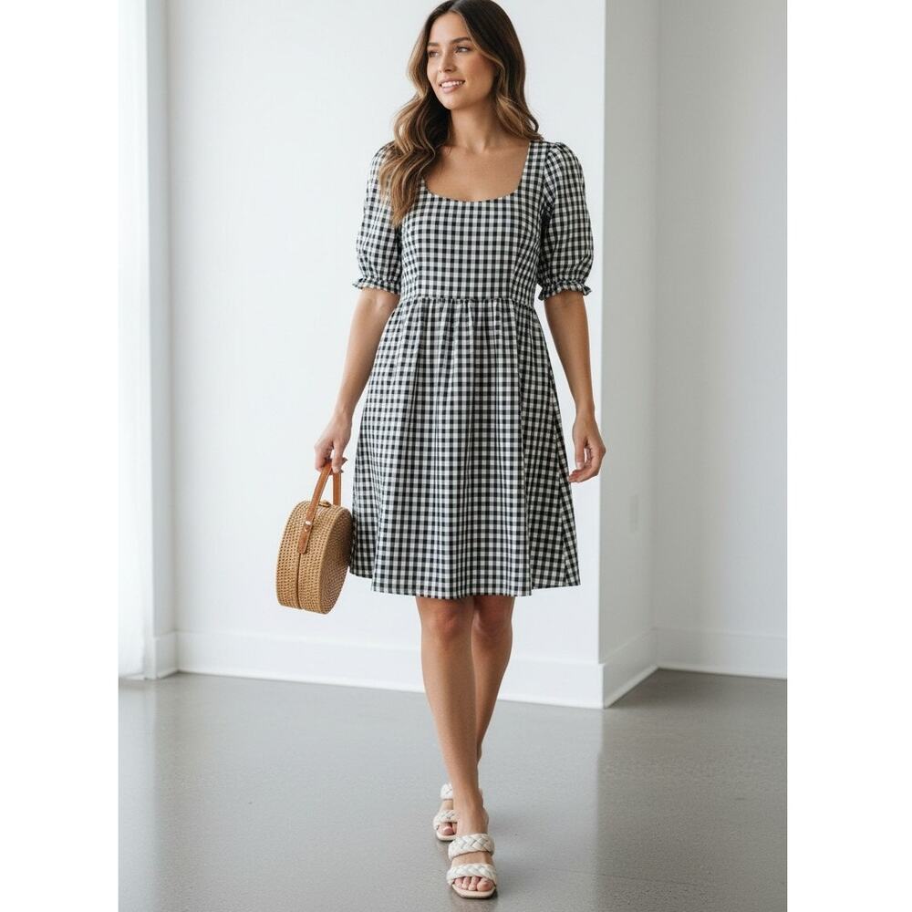 Tuckernuck Pomander Place Mini Gingham Abigail Puff Sleeve Dress Sz S